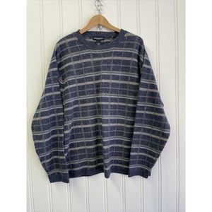 Bowen & Wright Mens XL Blue 100% LambsWool Pullover Sweater Crewneck‎ Thailand